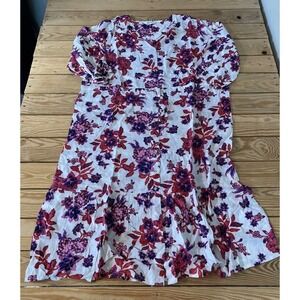 NEW Candace Cameron Bure Floral Button Front Tie Waist Dress Petite Large PL